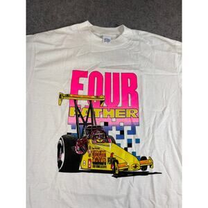 Vintage Eddie Ercie Hill Drag Racing Shirt Mens White Top Fuel Tour 91 USA XL